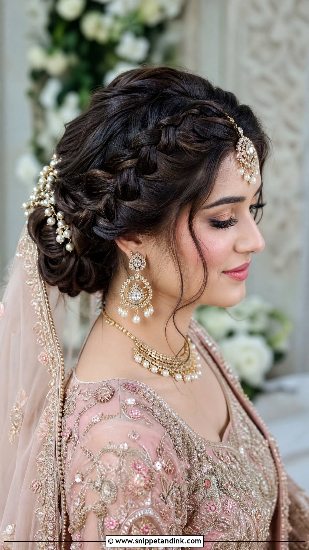 Pakistani Bridal Braided Bun - Snippet and Ink - 20 Pakistani Bride Hairstyles