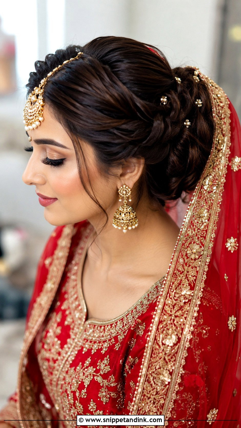 Pakistani Bridal Braided Bun - Snippet and Ink - 15 Pakistani Bridal Barat Hairstyle Ideas
