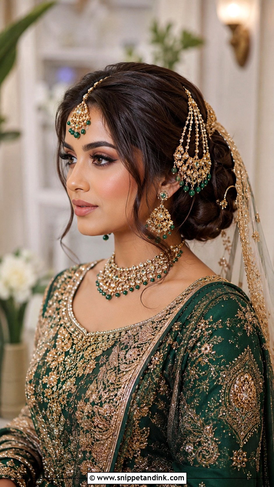 Pakistani Bridal Bun With Jhoomar - Snippet and Ink - 15 Pakistani Bridal Bun Hairstyles