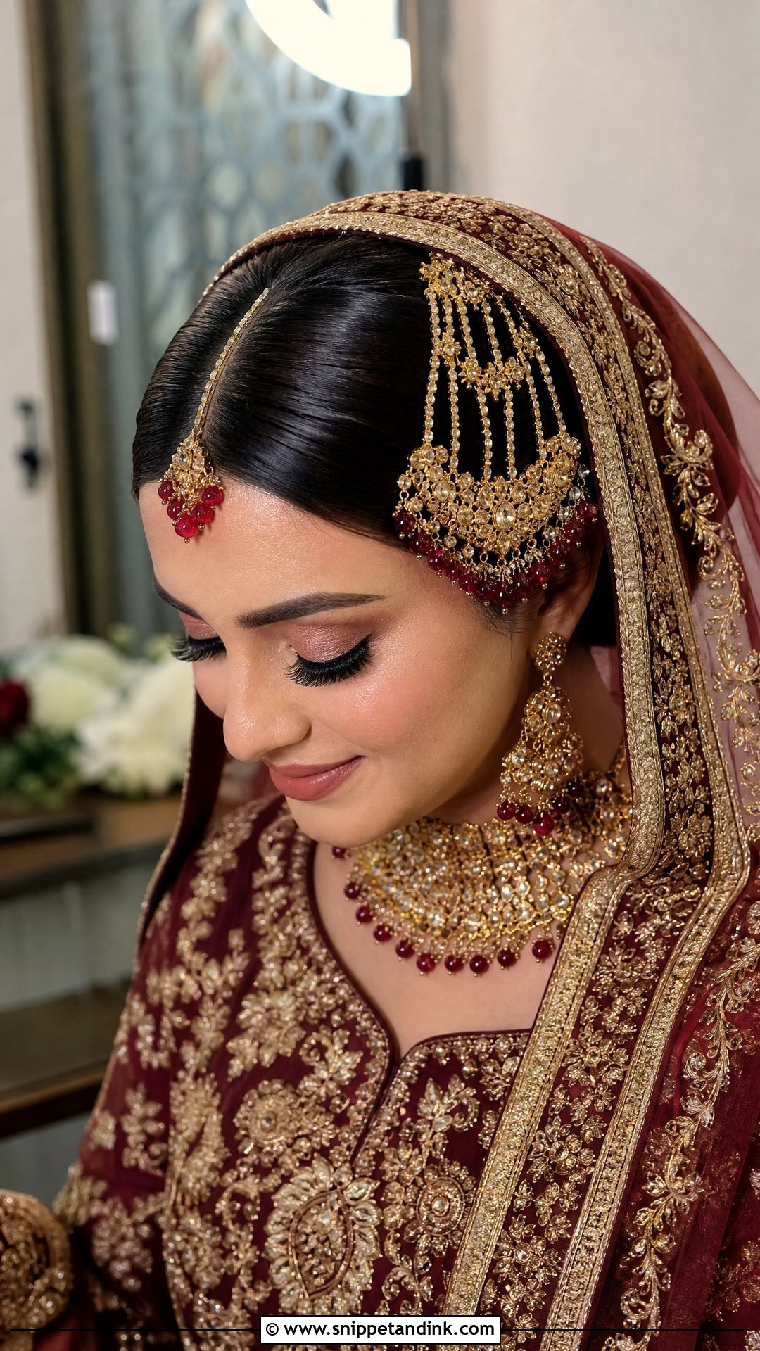 Pakistani Bridal Bun With Passa - Snippet and Ink - 20 Pakistani Bridal Hair Wedding Hairstyles