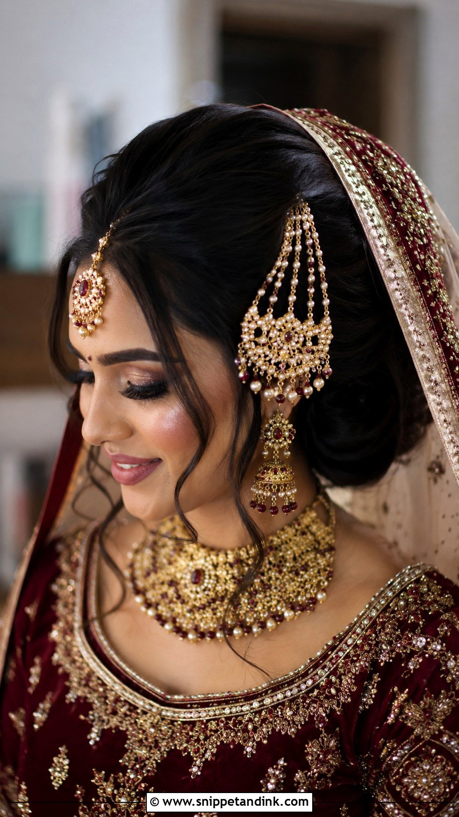 Pakistani Bridal Bun With Tikka - Snippet and Ink - 15 Pakistani Bridal Bun Hairstyles