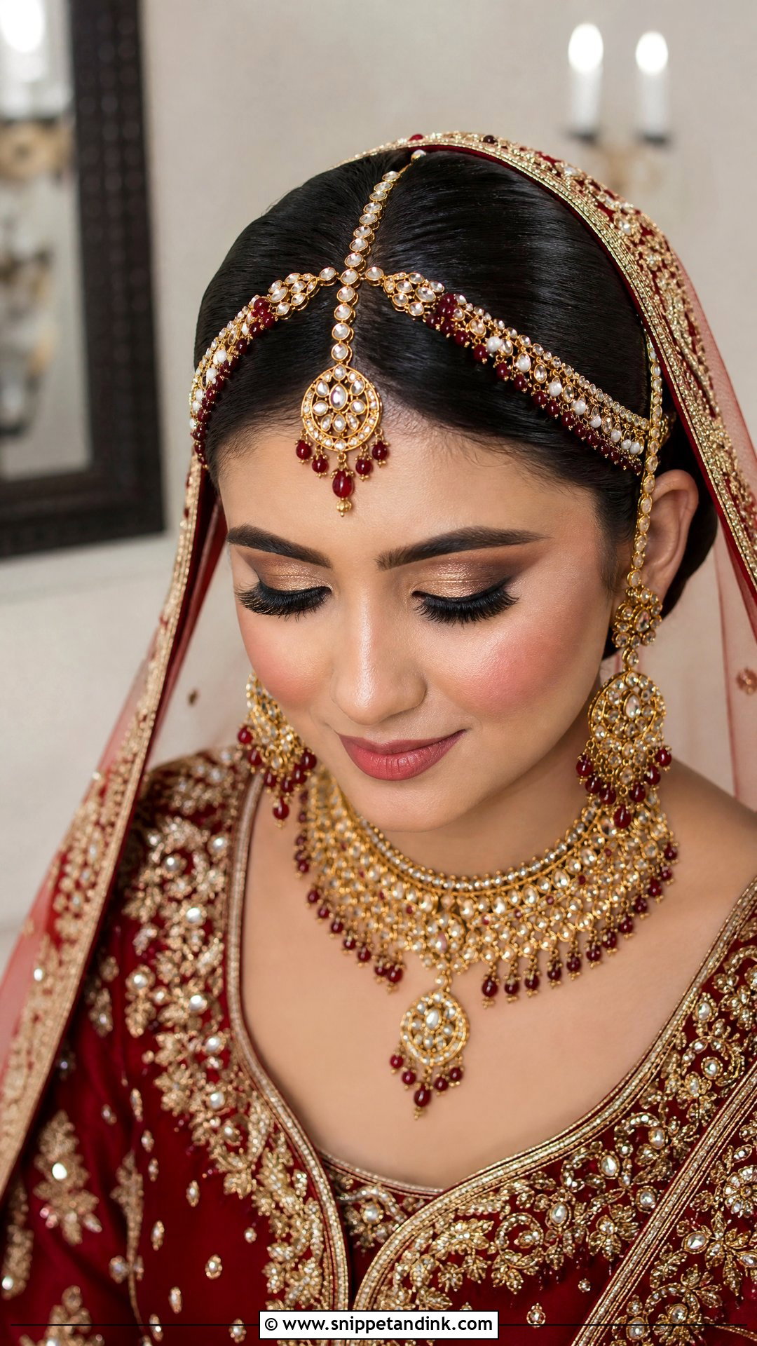 Pakistani Bridal Center Part Bun - Snippet and Ink - 20 Pakistani Bride Hairstyles