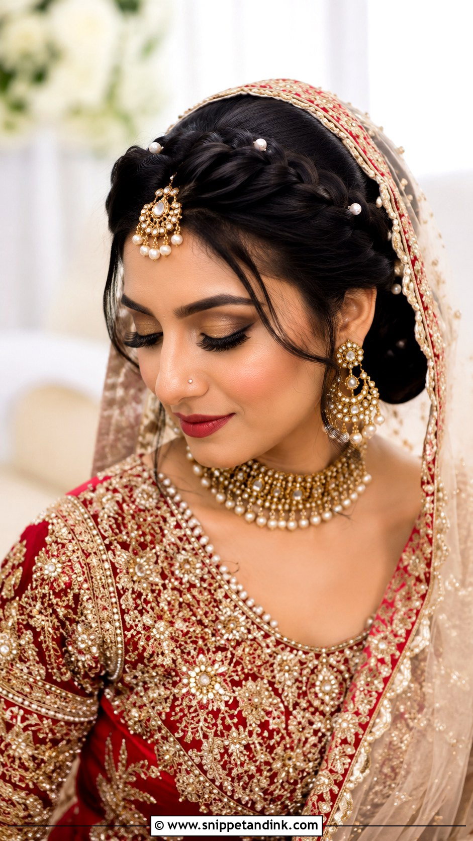 Pakistani Bridal Crown Braid Bun - Snippet and Ink - 15 Pakistani Bridal Barat Hairstyle Ideas