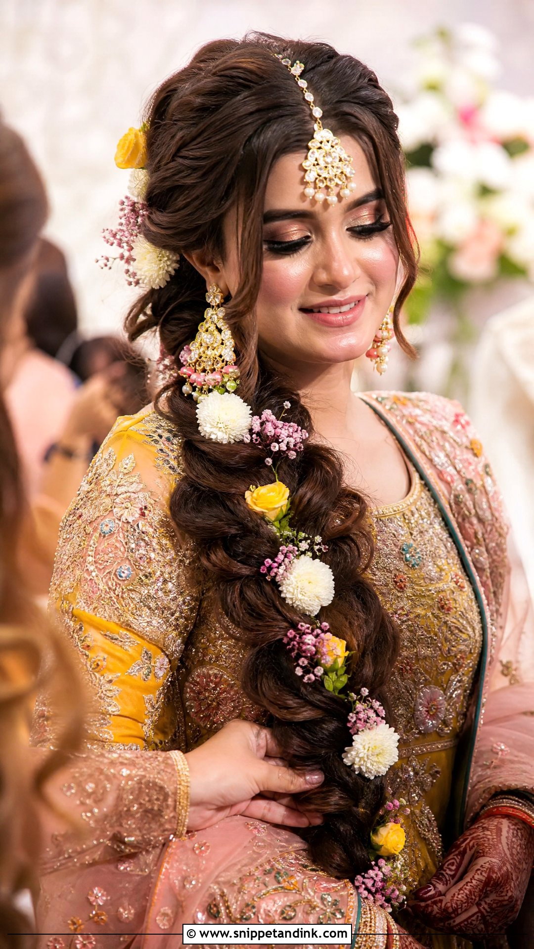 Pakistani Bridal Floral Braid - Snippet and Ink - 20 Pakistani Bridal Hair Wedding Hairstyles