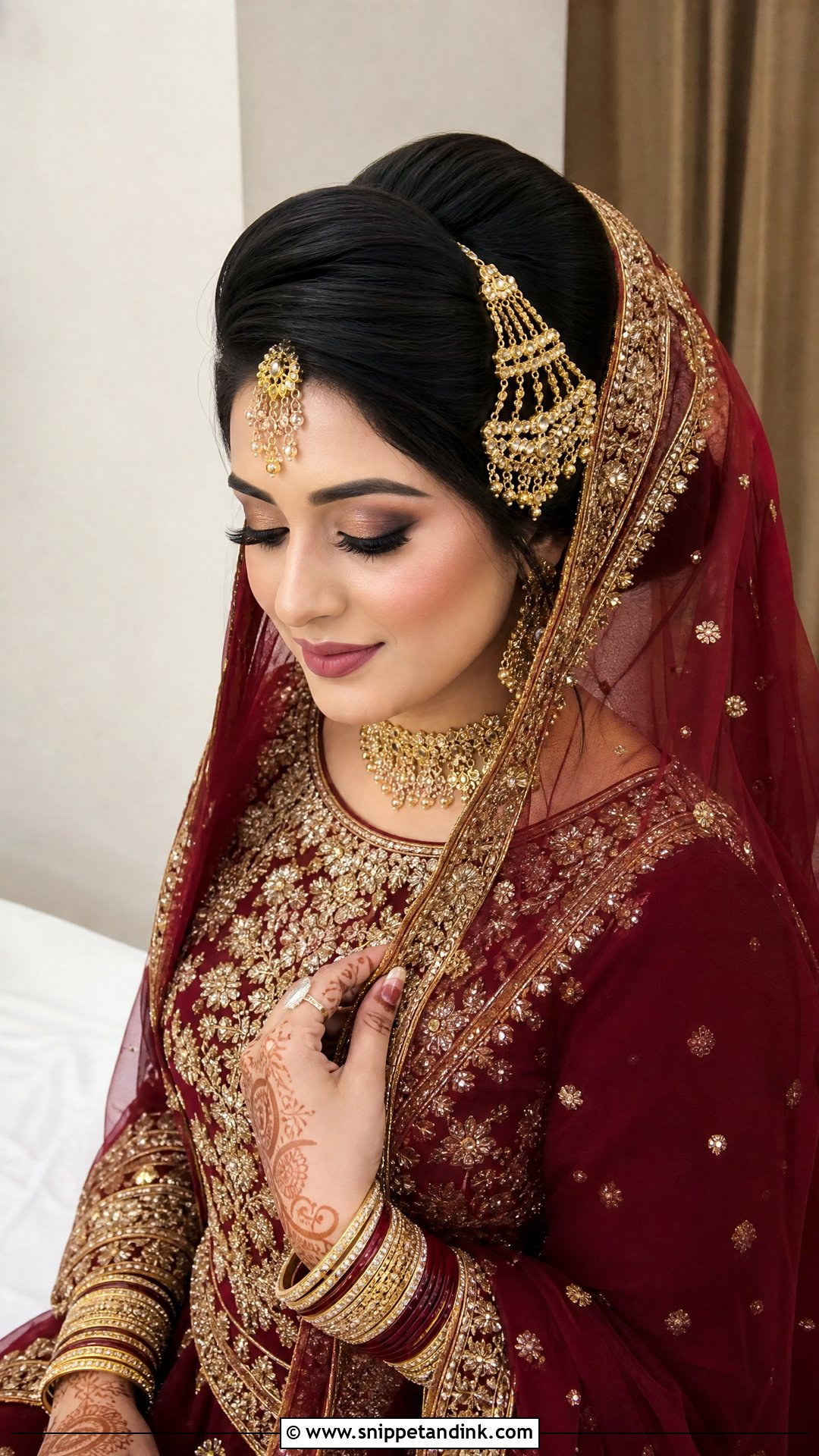 Pakistani Bridal Front Puff Bun - Snippet and Ink - 20 Pakistani Bride Hairstyles