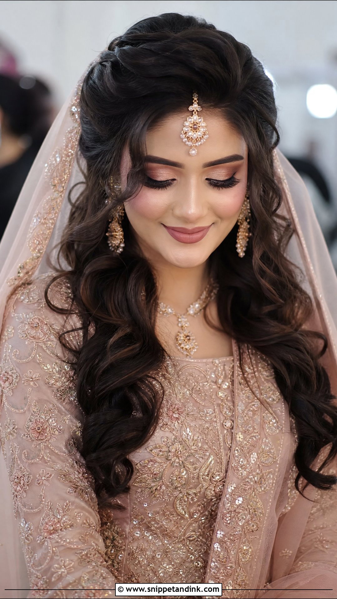 Pakistani Bridal Front Puff Curls - Snippet and Ink - 20 Pakistani Bridal Hair Wedding Hairstyles