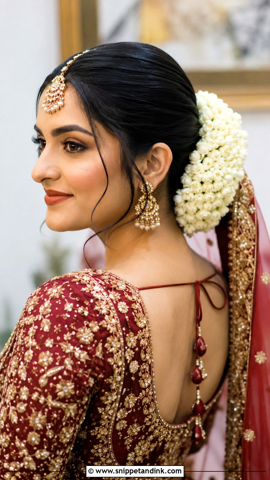 Pakistani Bridal Gajra Bun - Snippet and Ink - 15 Pakistani Bridal Bun Hairstyles