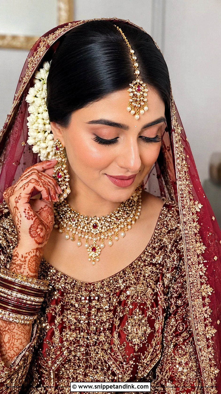 Pakistani Bridal Gajra Bun - Snippet and Ink - 15 Pakistani Wedding Hair Ideas