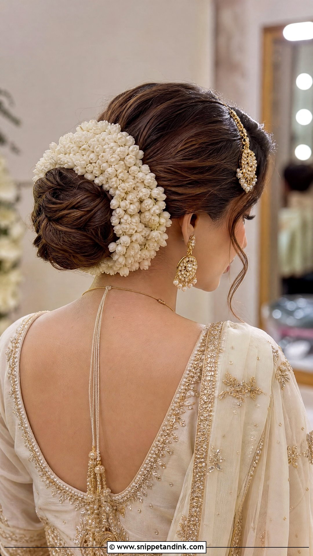 Pakistani Bridal Gajra Bun - Snippet and Ink - 20 Pakistani Bridal Hair Wedding Hairstyles