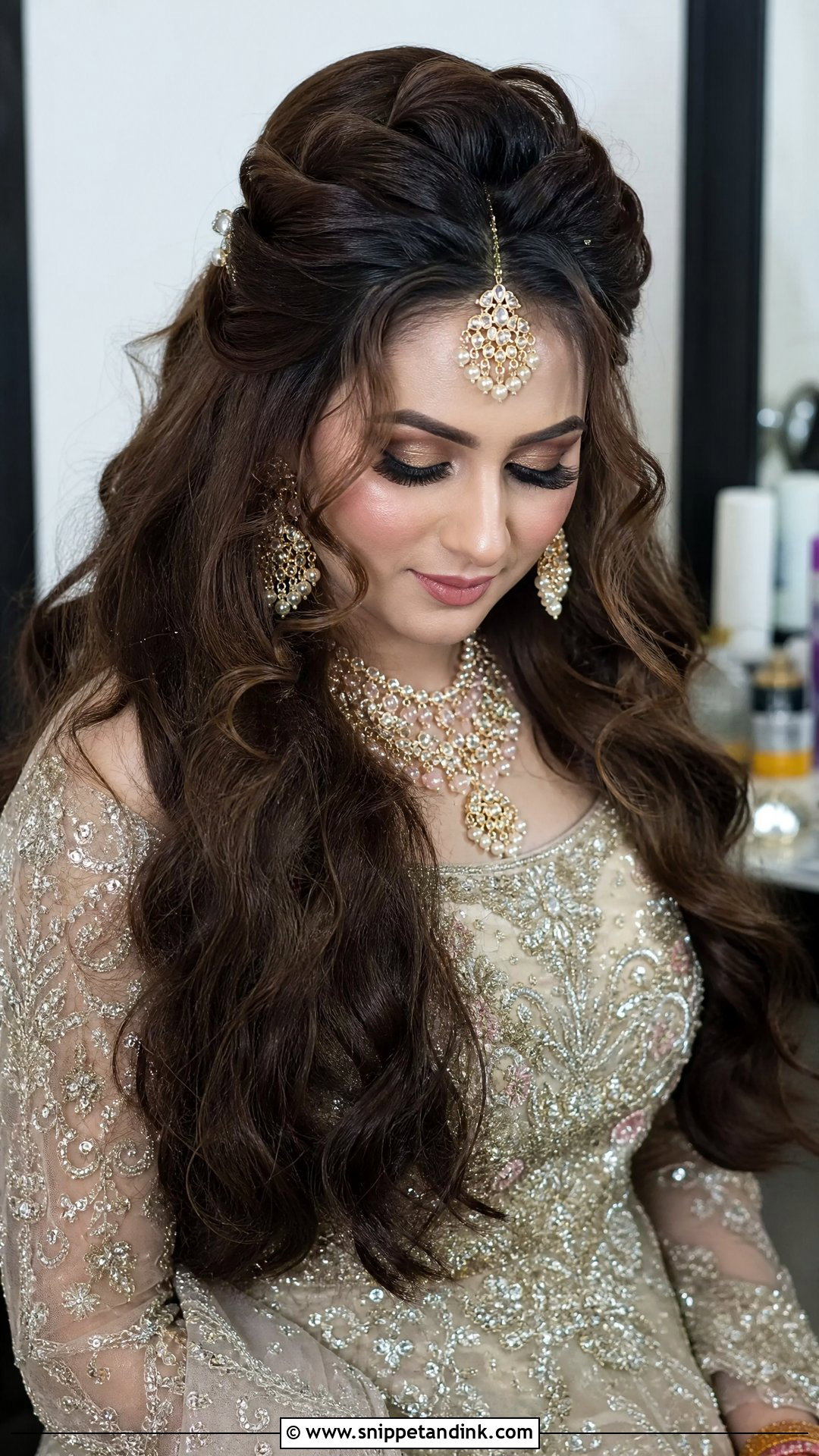 Pakistani Bridal Half Up Curls - Snippet and Ink - 20 Pakistani Bride Hairstyles