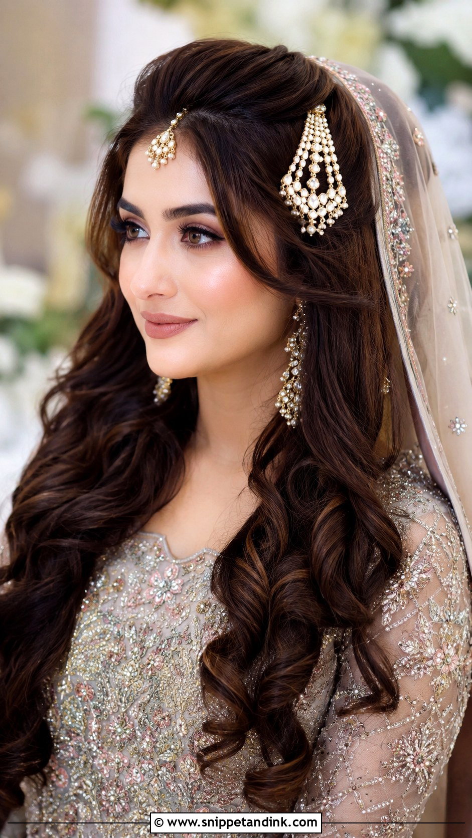 Pakistani Bridal Half Up Hair With Jhumar - Snippet and Ink - 15 Pakistani Bridal Hairstyles with Jhumar