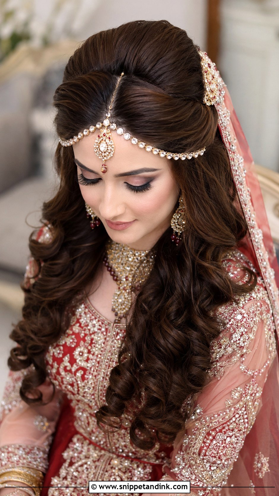 Pakistani Bridal Half Up Half Down Hair - Snippet and Ink - 15 Pakistani Bridal Barat Hairstyle Ideas
