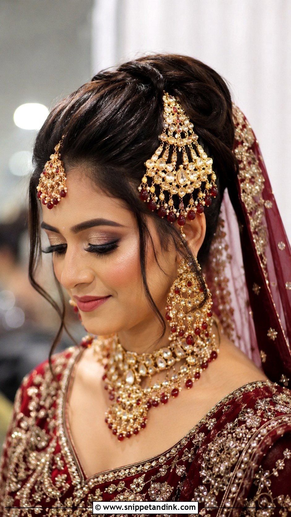 Pakistani Bridal High Bun With Jhumar - Snippet and Ink - 15 Pakistani Bridal Hairstyles with Jhumar