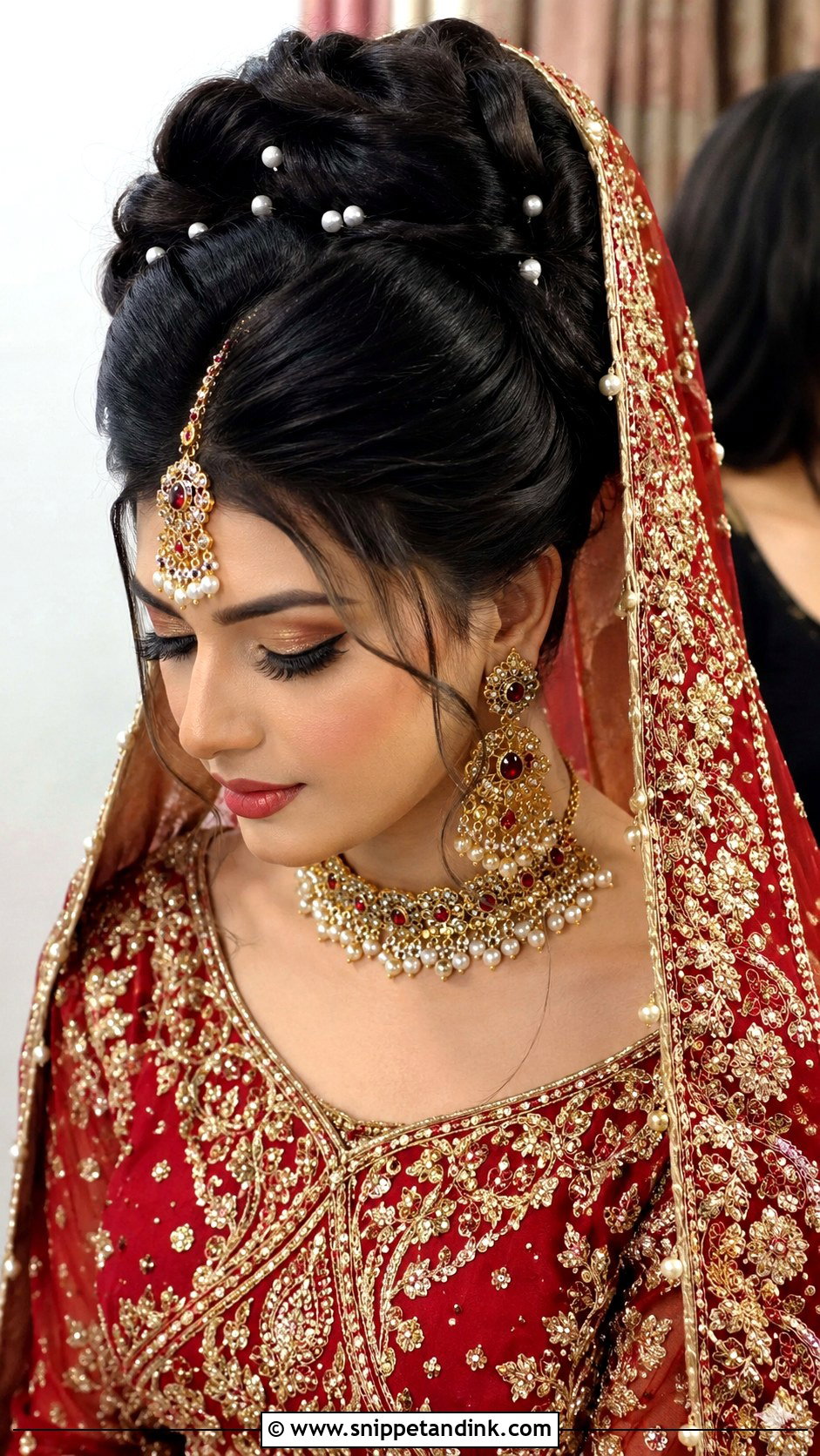 Pakistani Bridal High Bun With Volume - Snippet and Ink - 15 Pakistani Bridal Barat Hairstyle Ideas