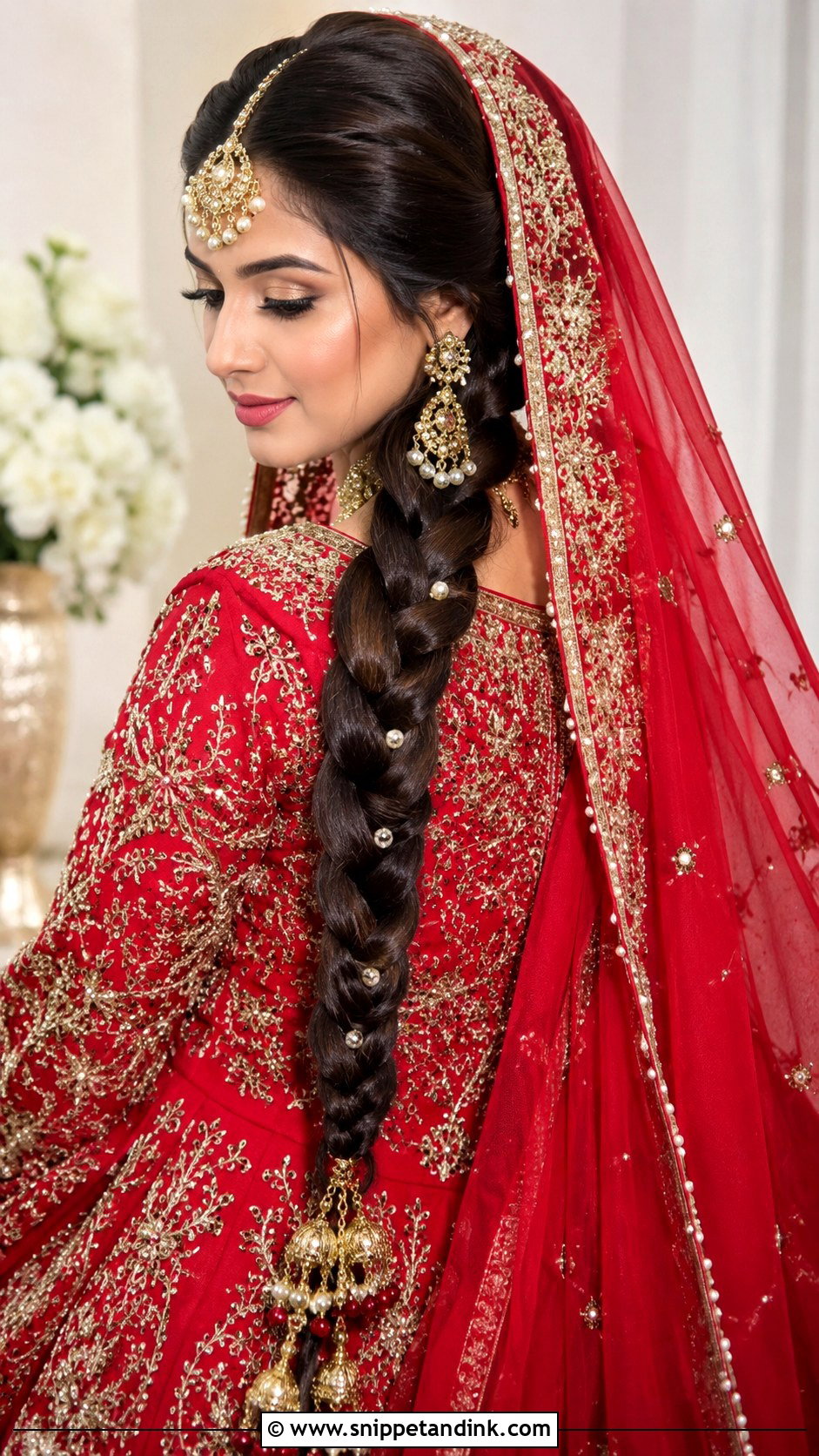 Pakistani Bridal Long Braid With Jhumar - Snippet and Ink - 15 Pakistani Bridal Hairstyles with Jhumar