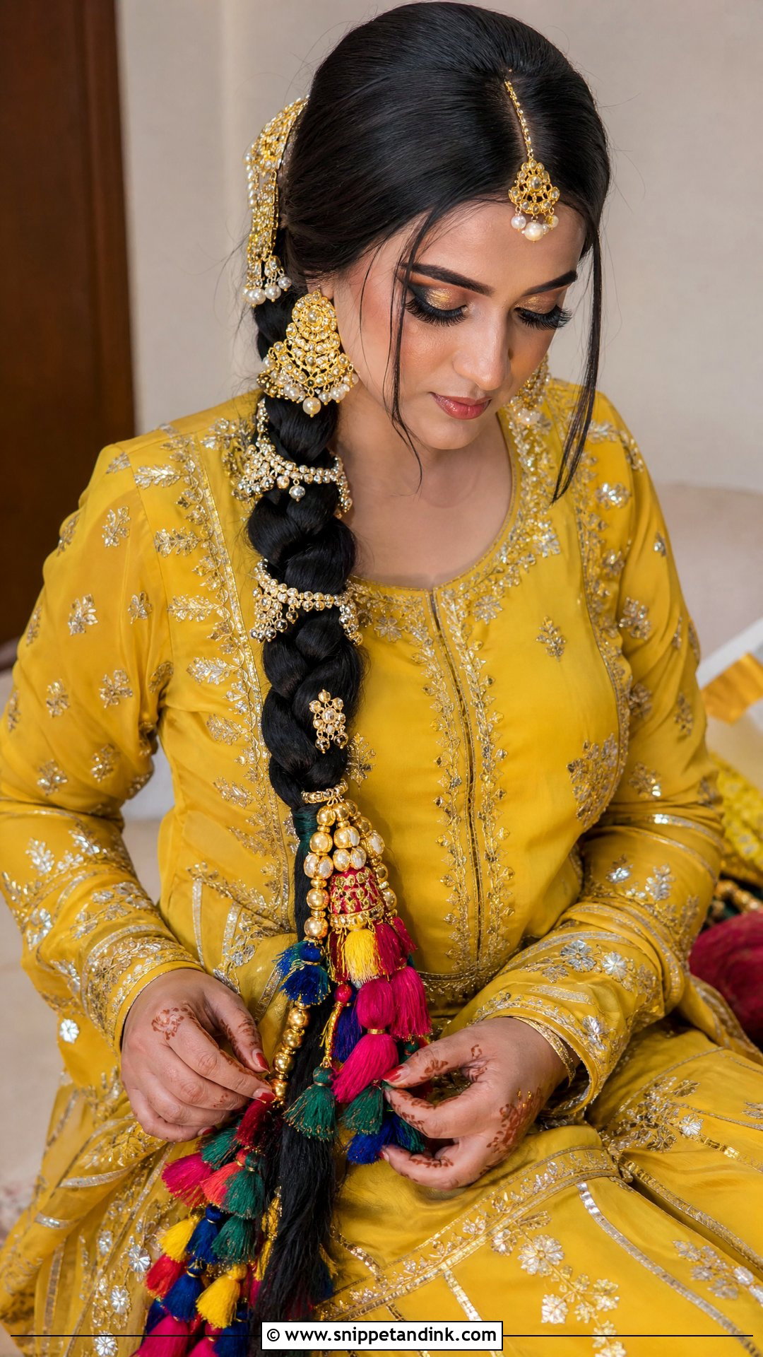 Pakistani Bridal Long Braid With Paranda - Snippet and Ink - 20 Pakistani Bridal Hair Wedding Hairstyles