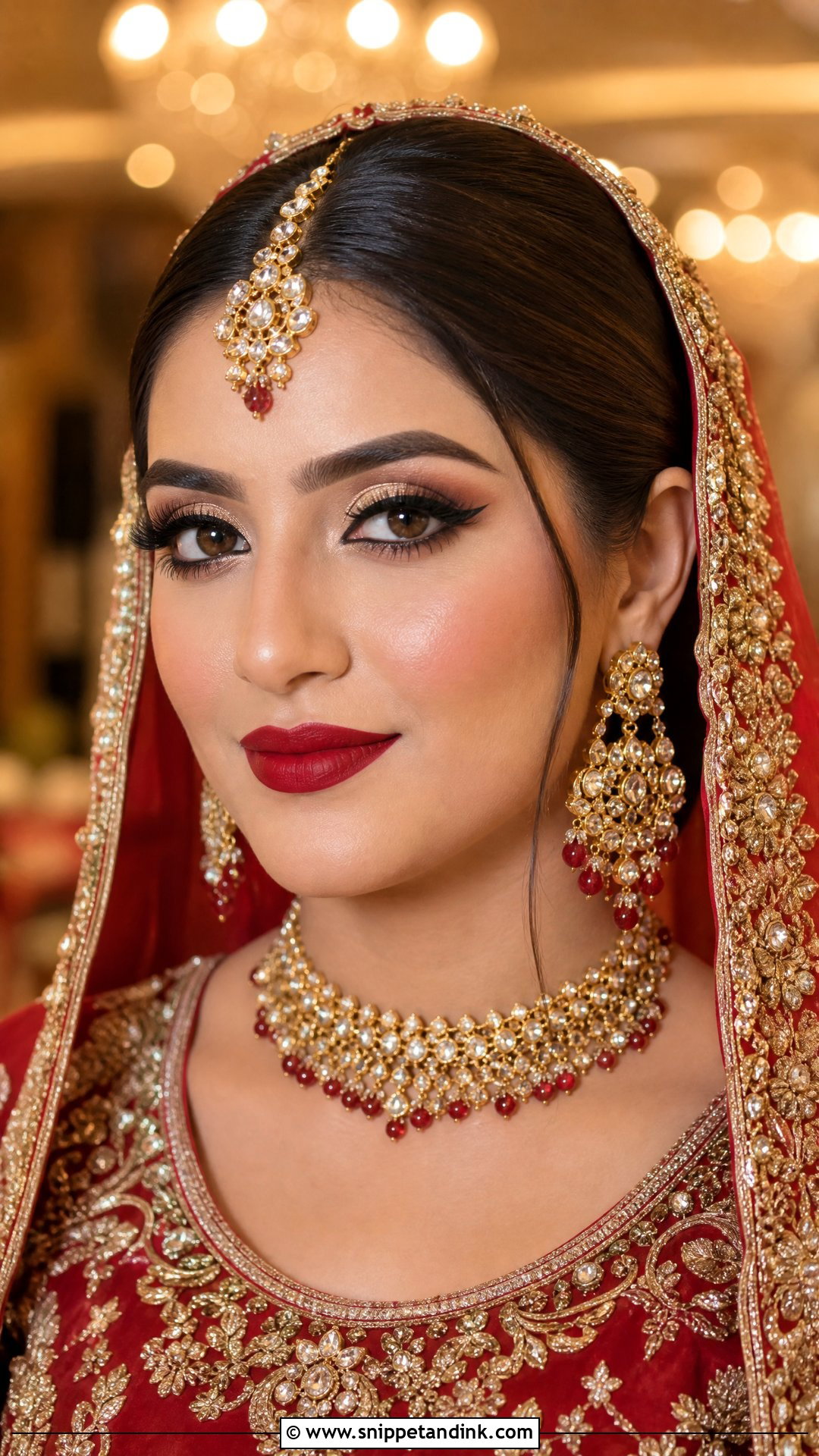 Pakistani Bridal Makeup With Red Lip - Snippet and Ink - 20 Pakistan Bridal Makeup Ideas