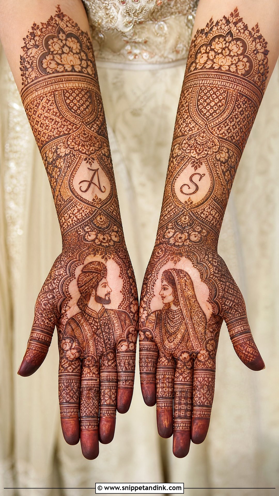 Pakistani Bridal Mehndi Design With Portrait - Snippet and Ink - 30 Pakistani Mehndi Design Ideas