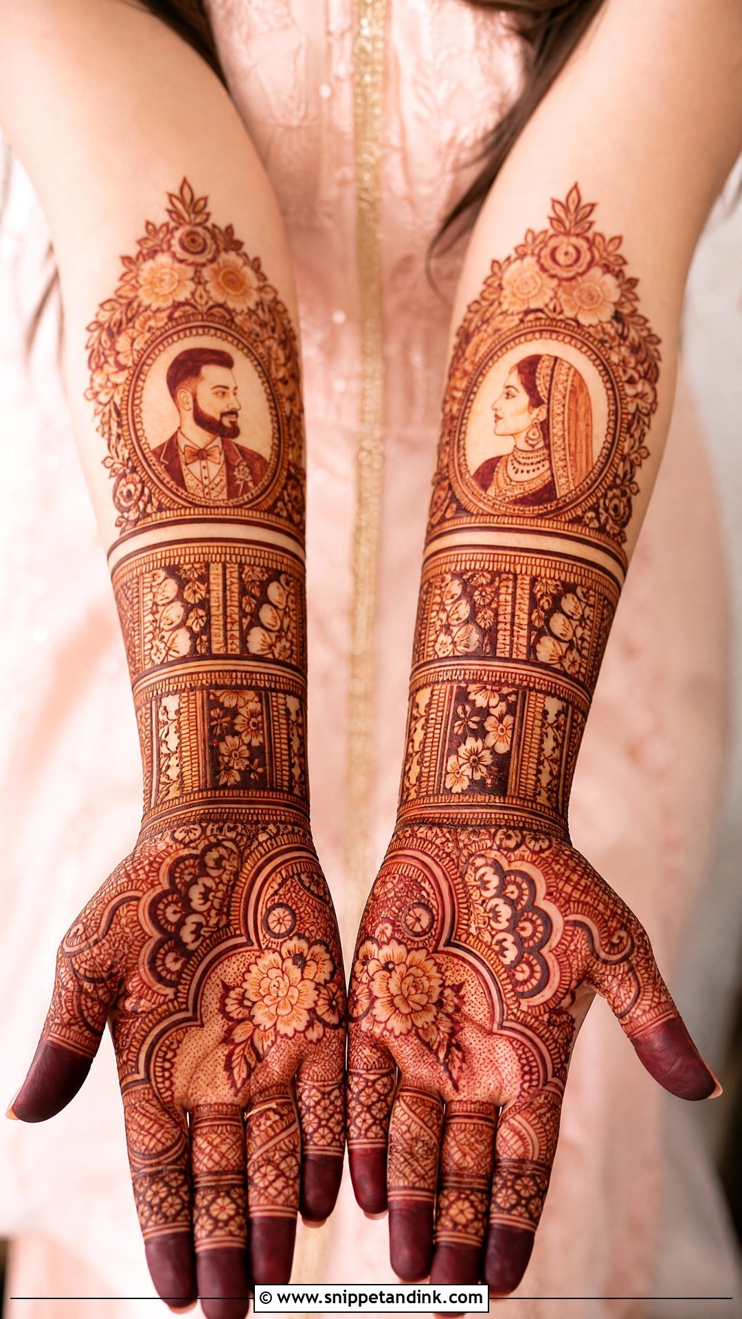 Pakistani Bridal Mehndi With Portrait - Snippet and Ink - 25 Pakistani Bridal Mehndi Designs