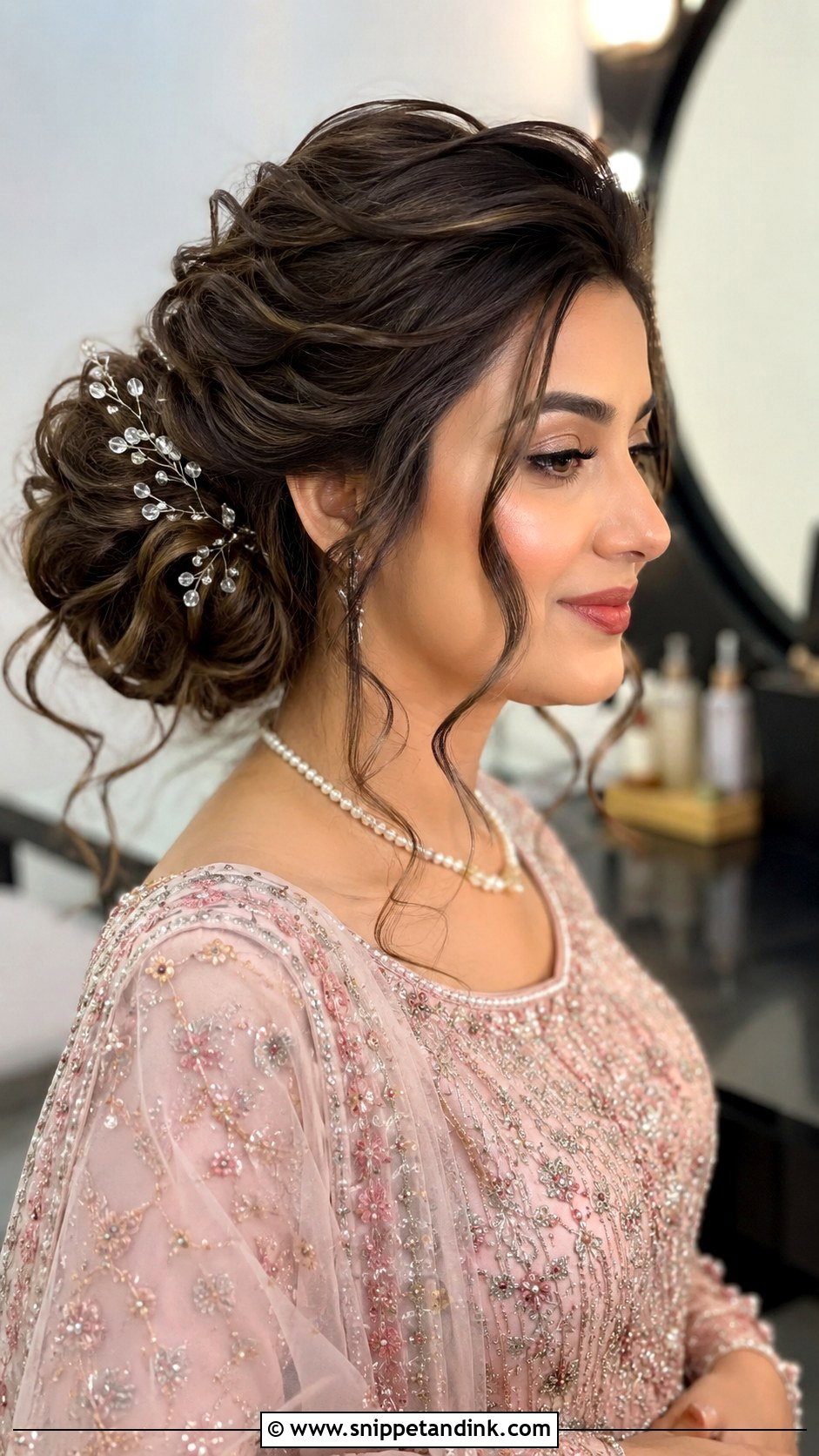 Pakistani Bridal Messy Bun - Snippet and Ink - 15 Pakistani Bridal Bun Hairstyles