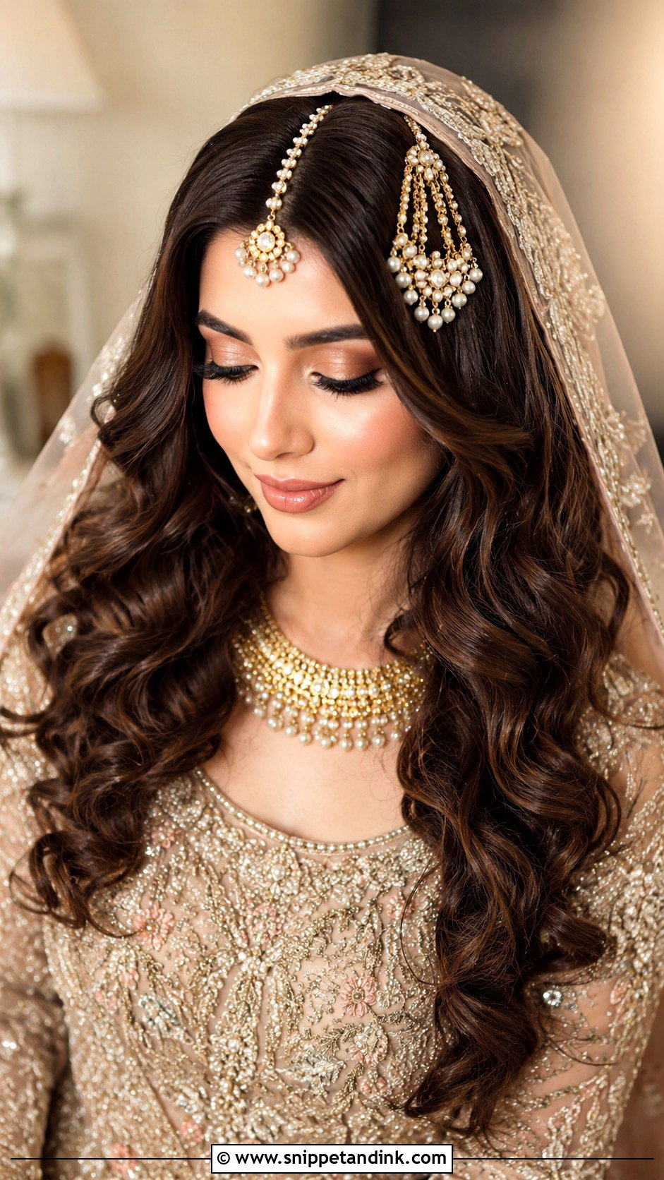 Pakistani Bridal Open Curls With Jhumar - Snippet and Ink - 15 Pakistani Bridal Hairstyles with Jhumar