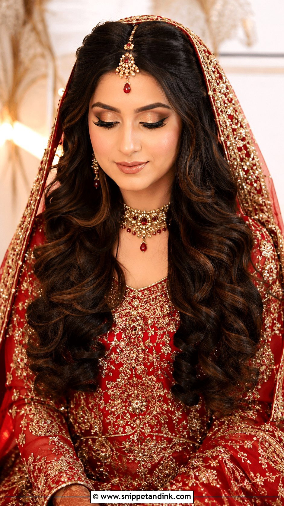 Pakistani Bridal Open Curls - Snippet and Ink - 15 Pakistani Bridal Barat Hairstyle Ideas