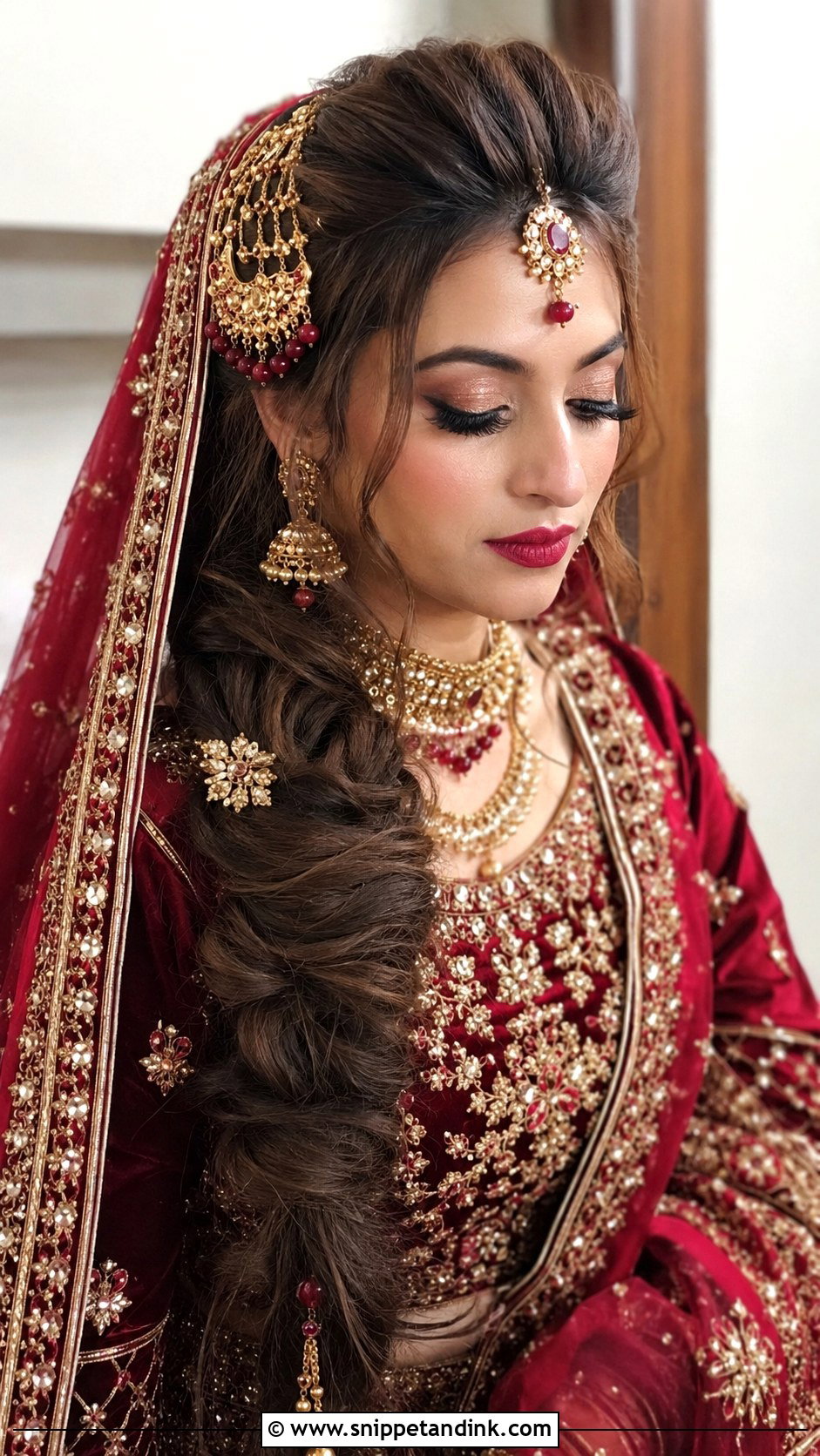 Pakistani Bridal Side Braid - Snippet and Ink - 15 Pakistani Wedding Hairstyle Ideas