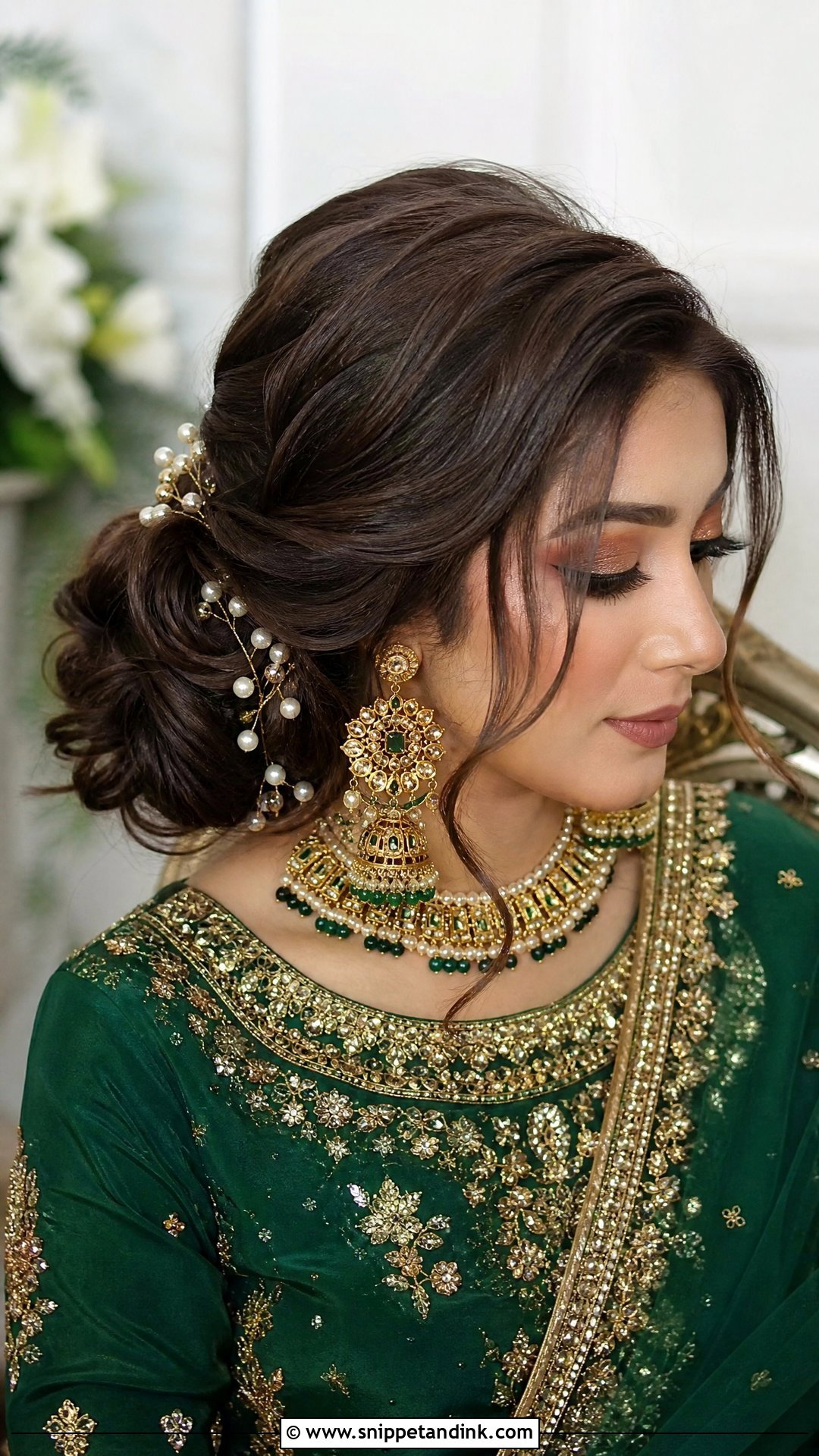 Pakistani Bridal Side Bun - Snippet and Ink - 20 Pakistani Bridal Hair Wedding Hairstyles