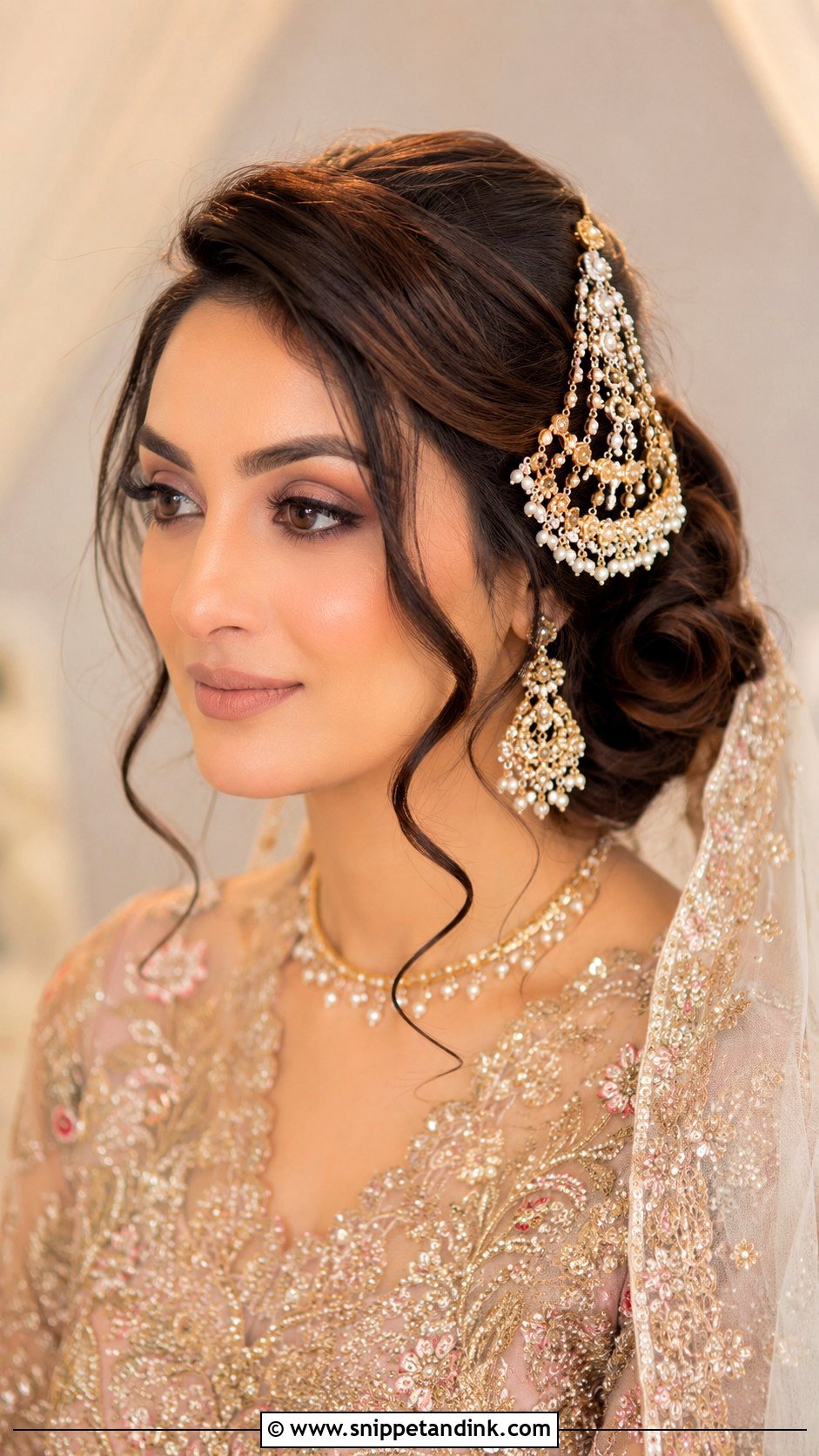 Pakistani Bridal Side Bun With Jhumar - Snippet and Ink - 15 Pakistani Bridal Hairstyles with Jhumar