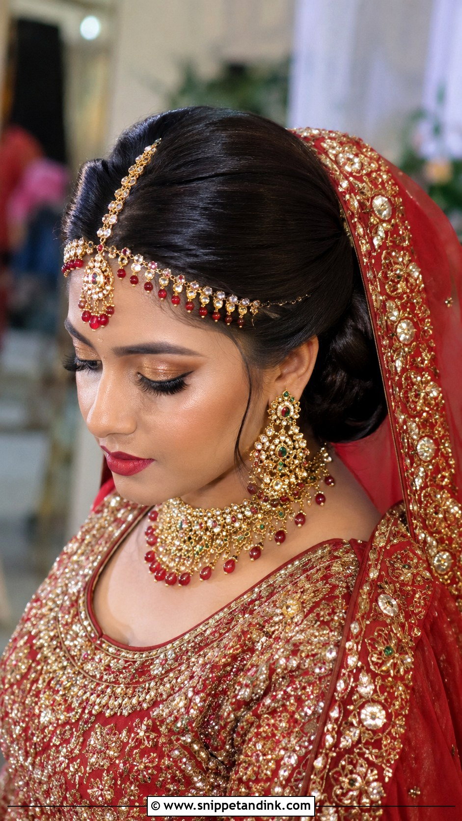 Pakistani Bridal Sleek Bun - Snippet and Ink - 15 Pakistani Wedding Hair Ideas