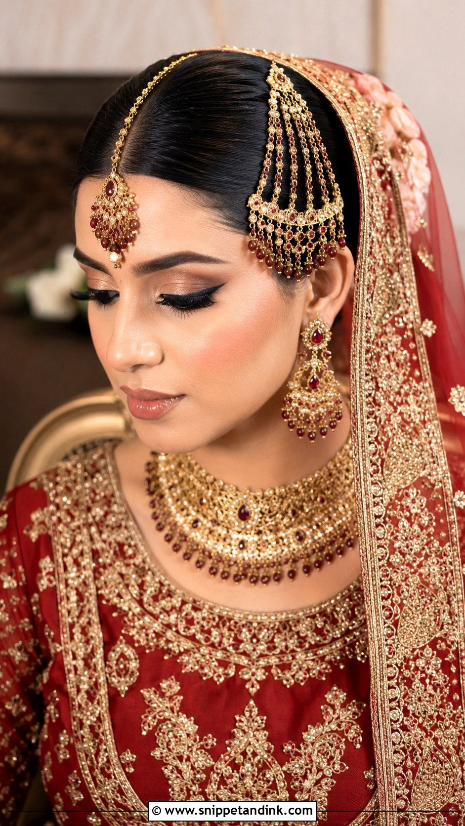 Pakistani Bridal Sleek Bun - Snippet and Ink - 15 Pakistani Wedding Hairstyle Ideas