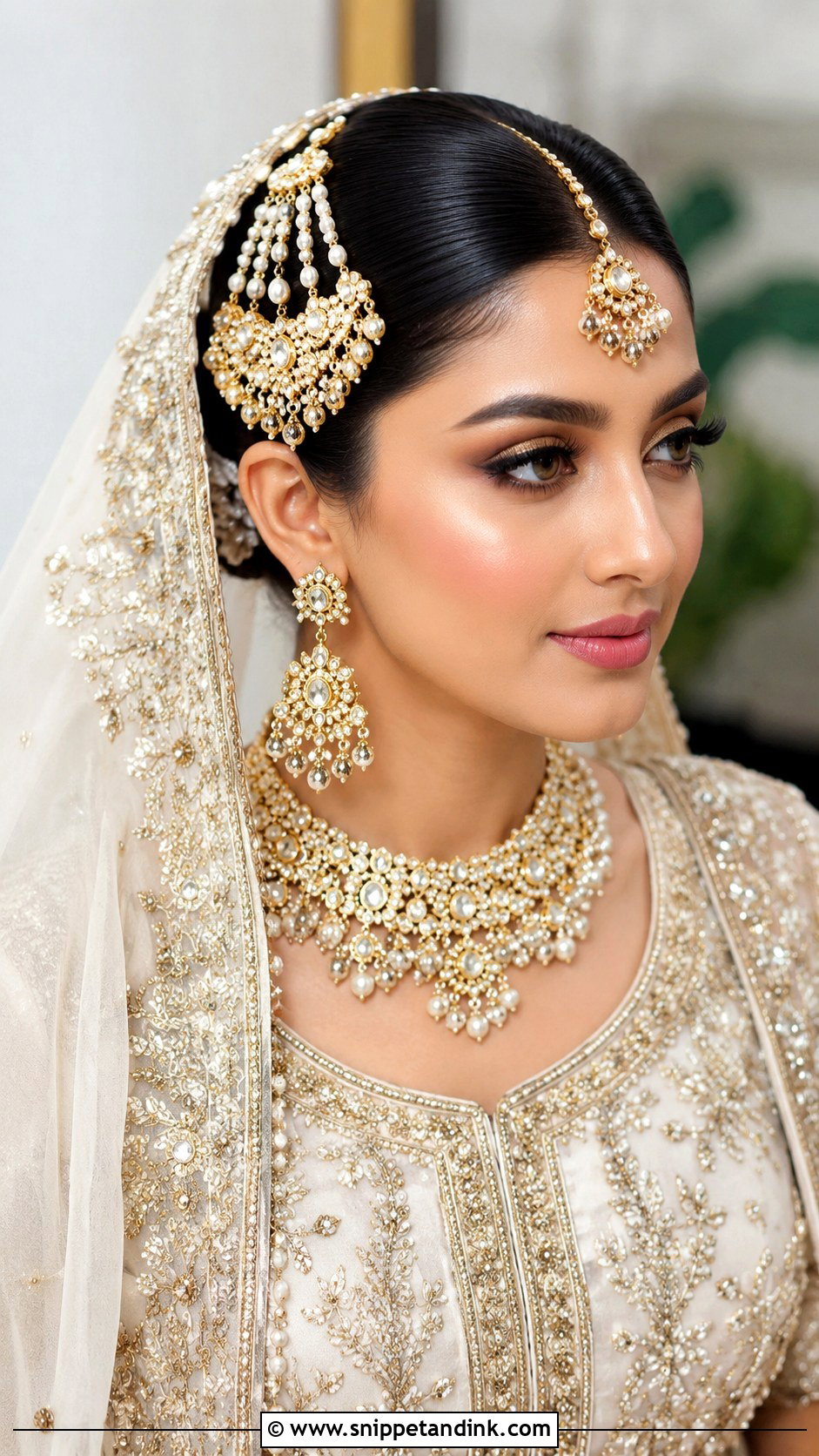 Pakistani Bridal Sleek Bun With Jhumar - Snippet and Ink - 15 Pakistani Bridal Hairstyles with Jhumar