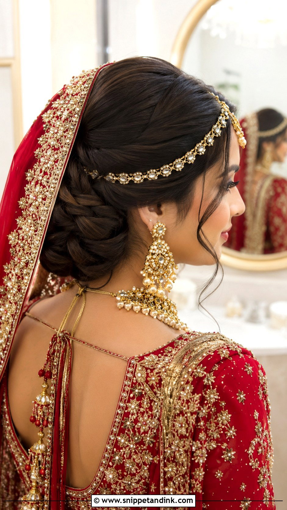 Pakistani Bridal Twisted Low Bun - Snippet and Ink - 15 Pakistani Bridal Barat Hairstyle Ideas