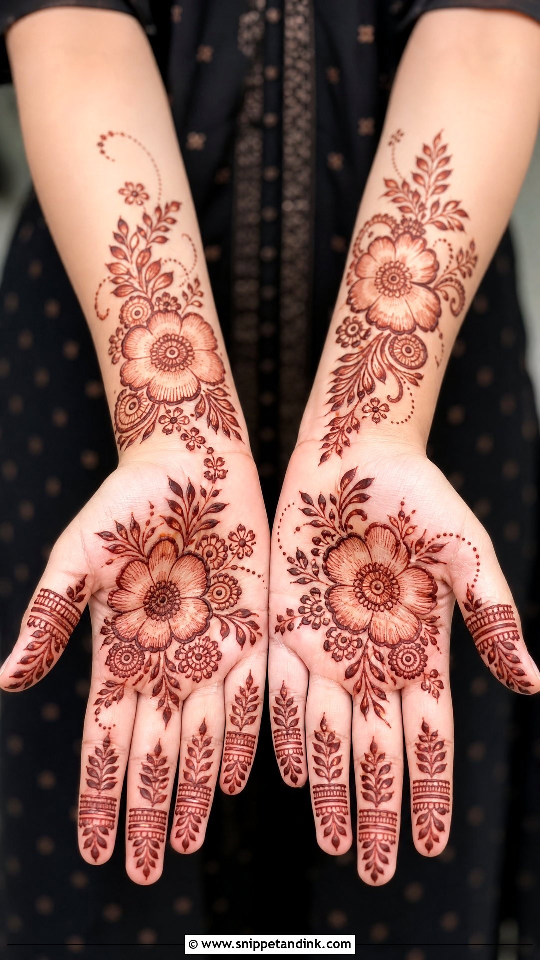 Pakistani Floral Mehndi Design Front Hand - Snippet and Ink - 30 Pakistani Mehndi Design Ideas