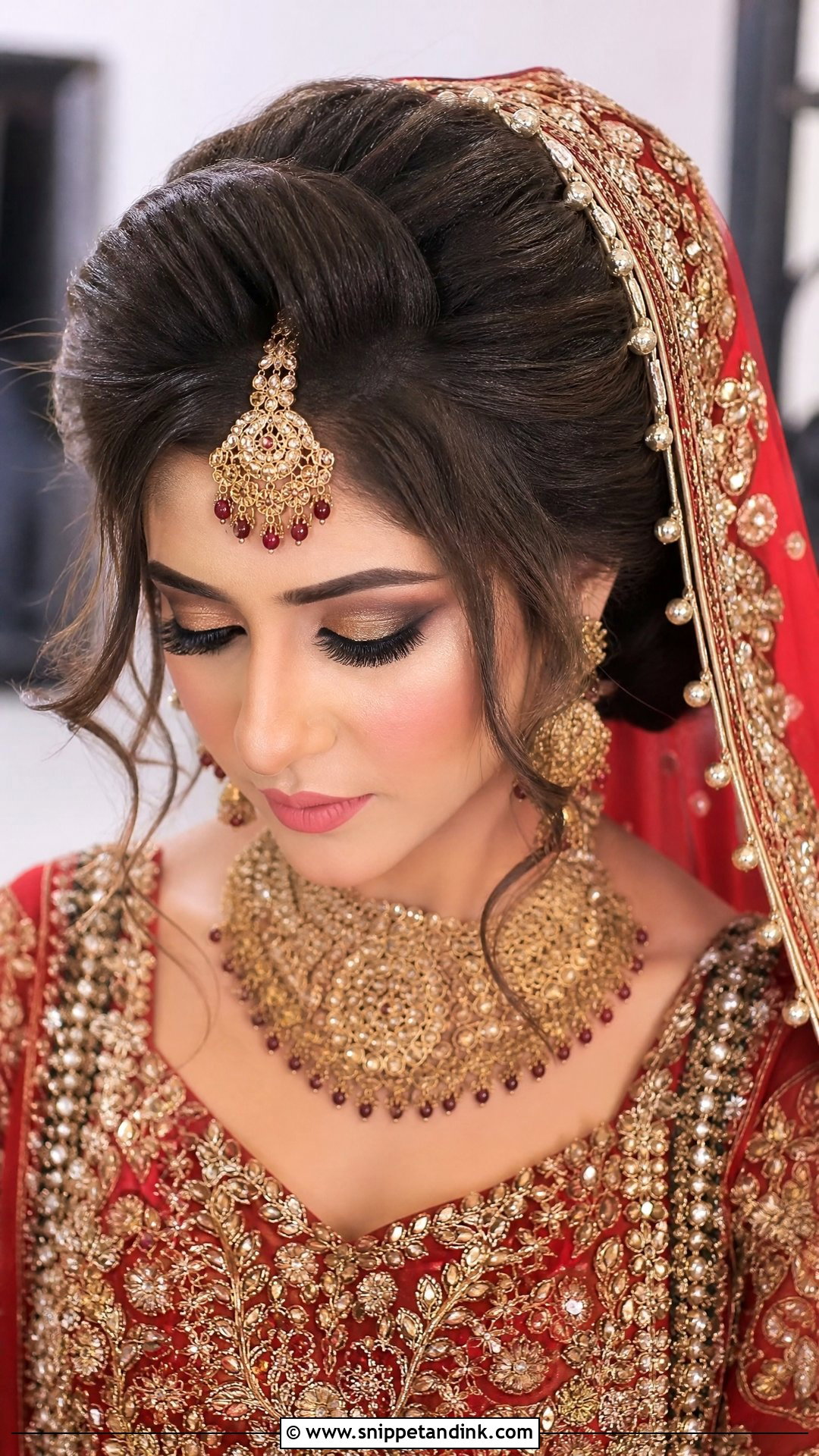 Pakistani Front Puff Bridal Bun - Snippet and Ink - 20 Pakistani Front Hair Styles for Wedding