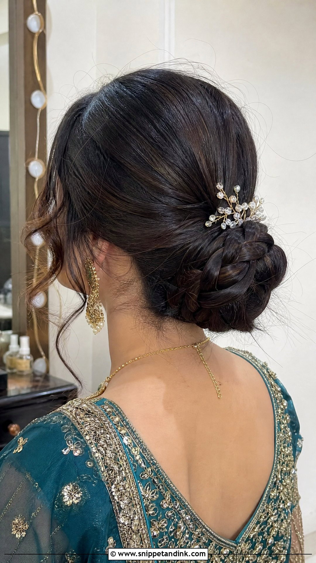 Pakistani Guest Mehndi Braided Bun - Snippet and Ink - 20 Pakistani Guest Mehndi Hairstyles