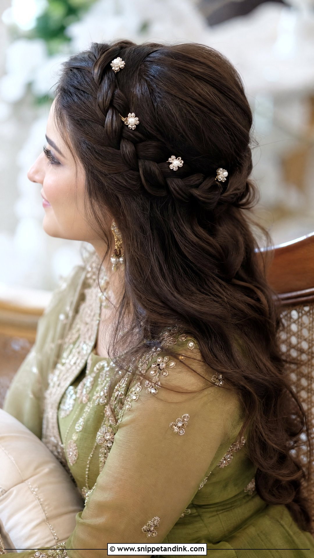 Pakistani Guest Mehndi Crown Braid - Snippet and Ink - 20 Pakistani Guest Mehndi Hairstyles