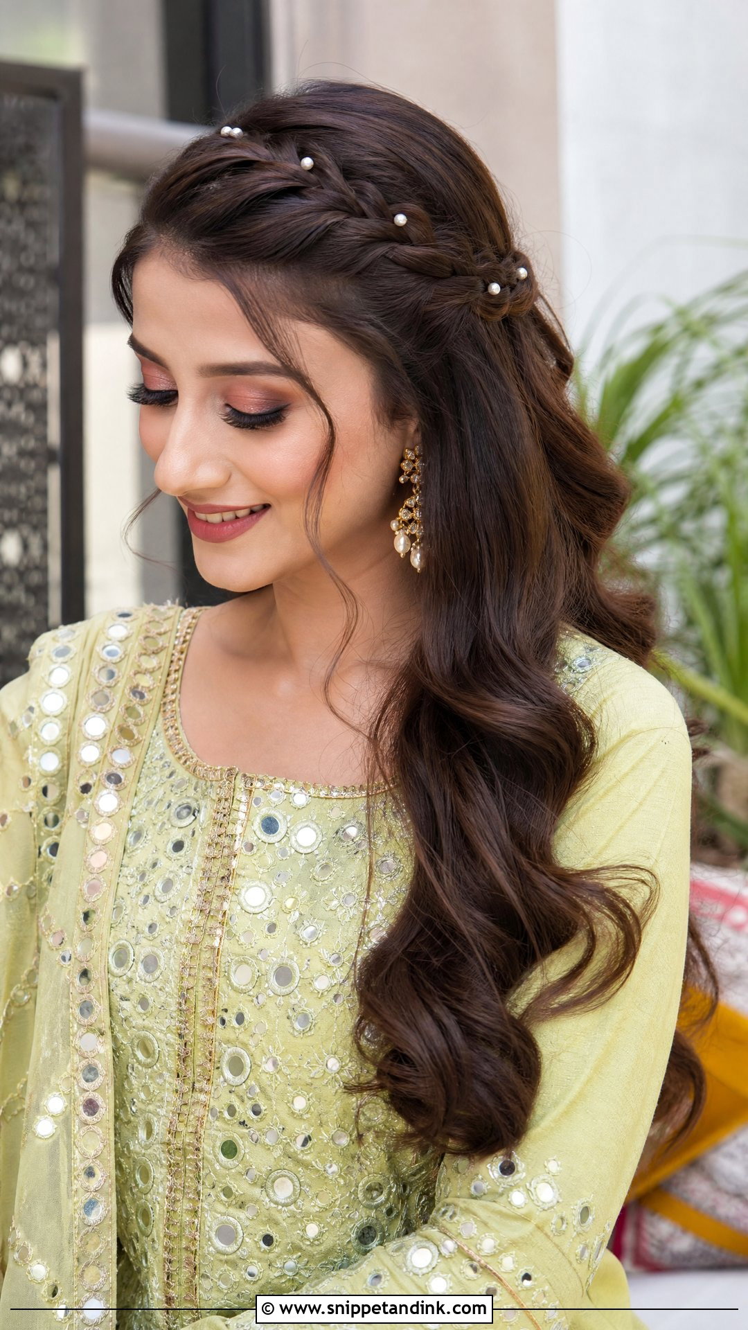 Pakistani Guest Mehndi Front Braid Hair - Snippet and Ink - 20 Pakistani Guest Mehndi Hairstyles