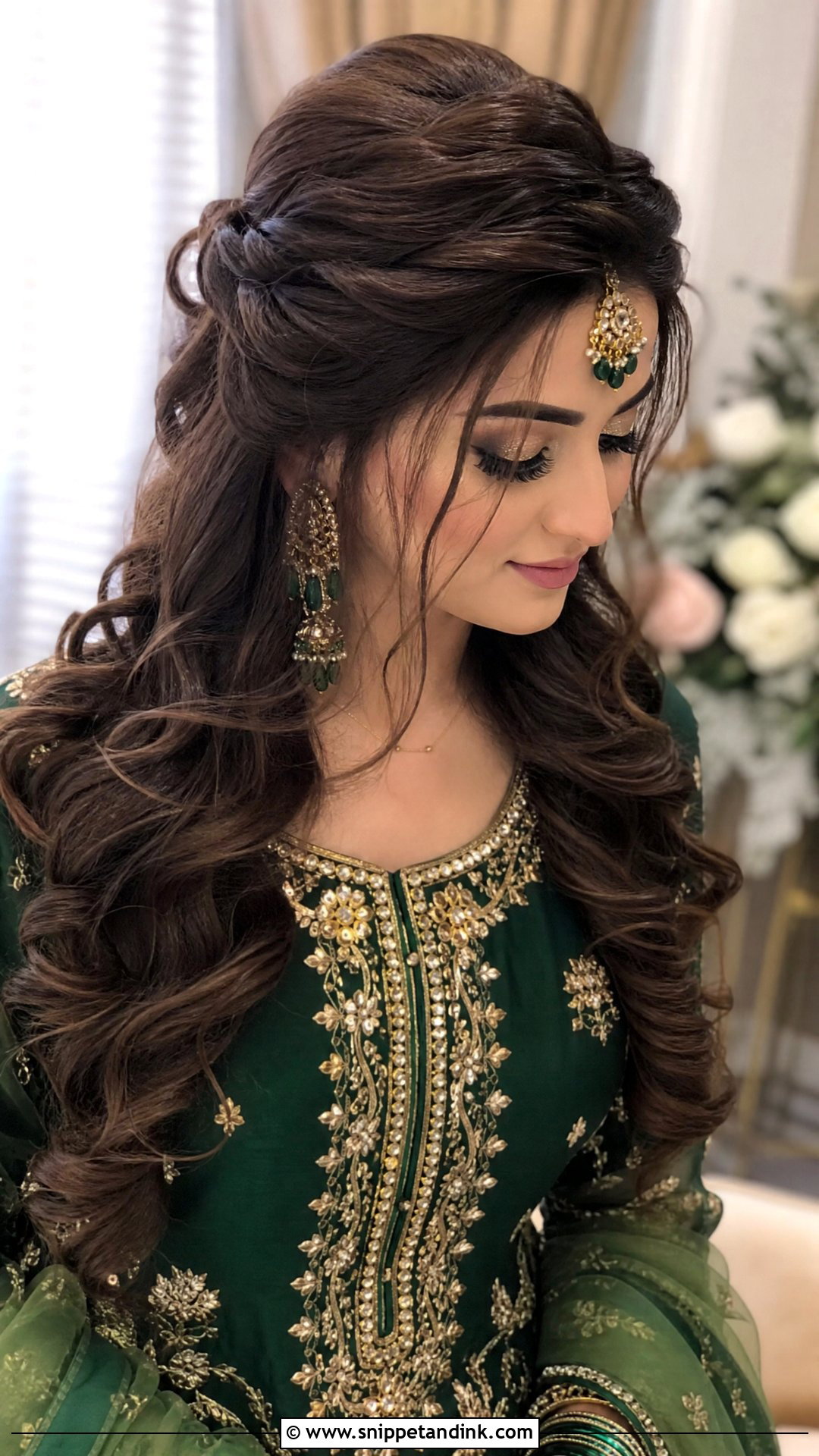 Pakistani Guest Mehndi Half Up Hair - Snippet and Ink - 20 Pakistani Guest Mehndi Hairstyles