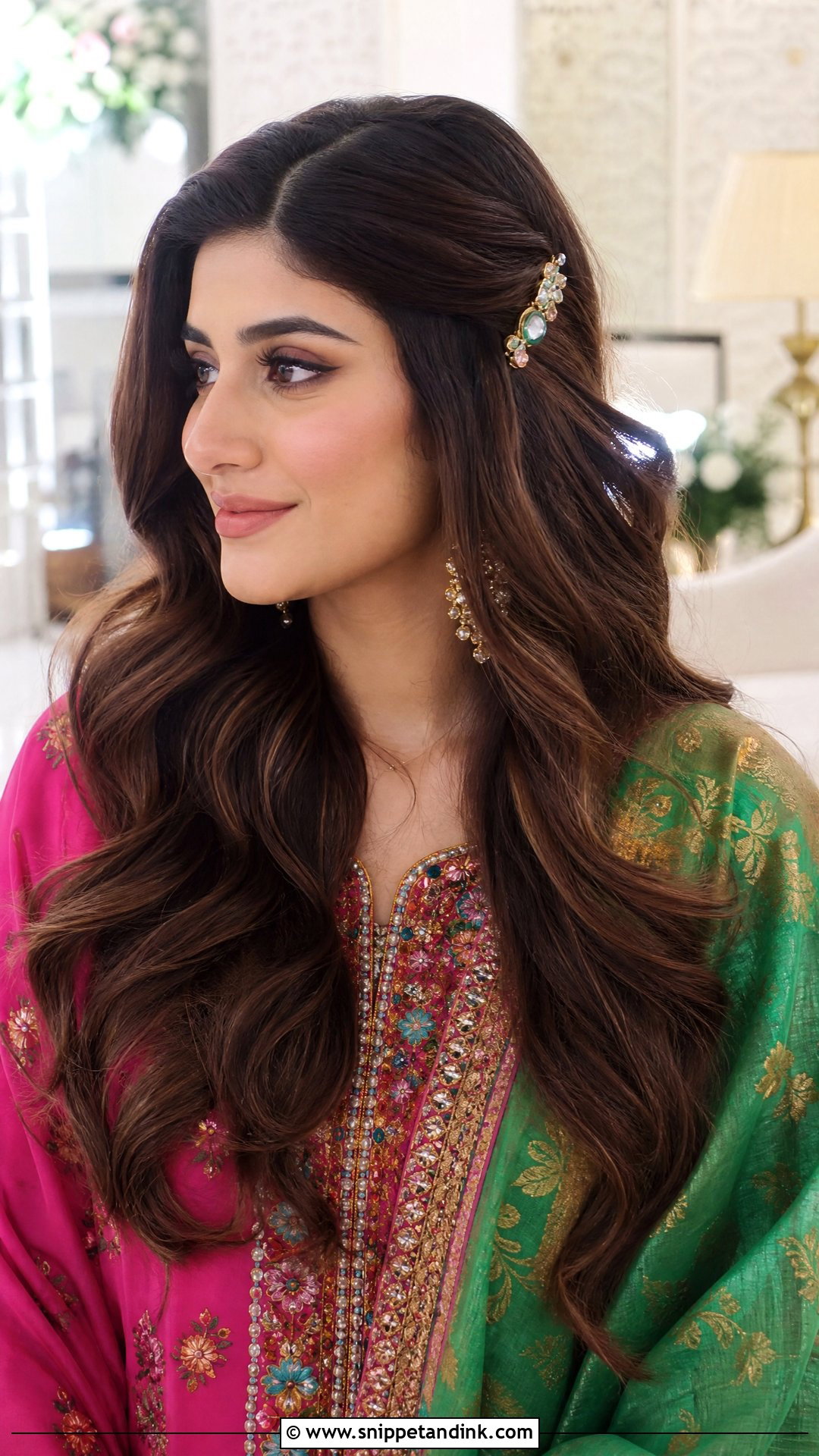 Pakistani Guest Mehndi Open Waves - Snippet and Ink - 20 Pakistani Guest Mehndi Hairstyles