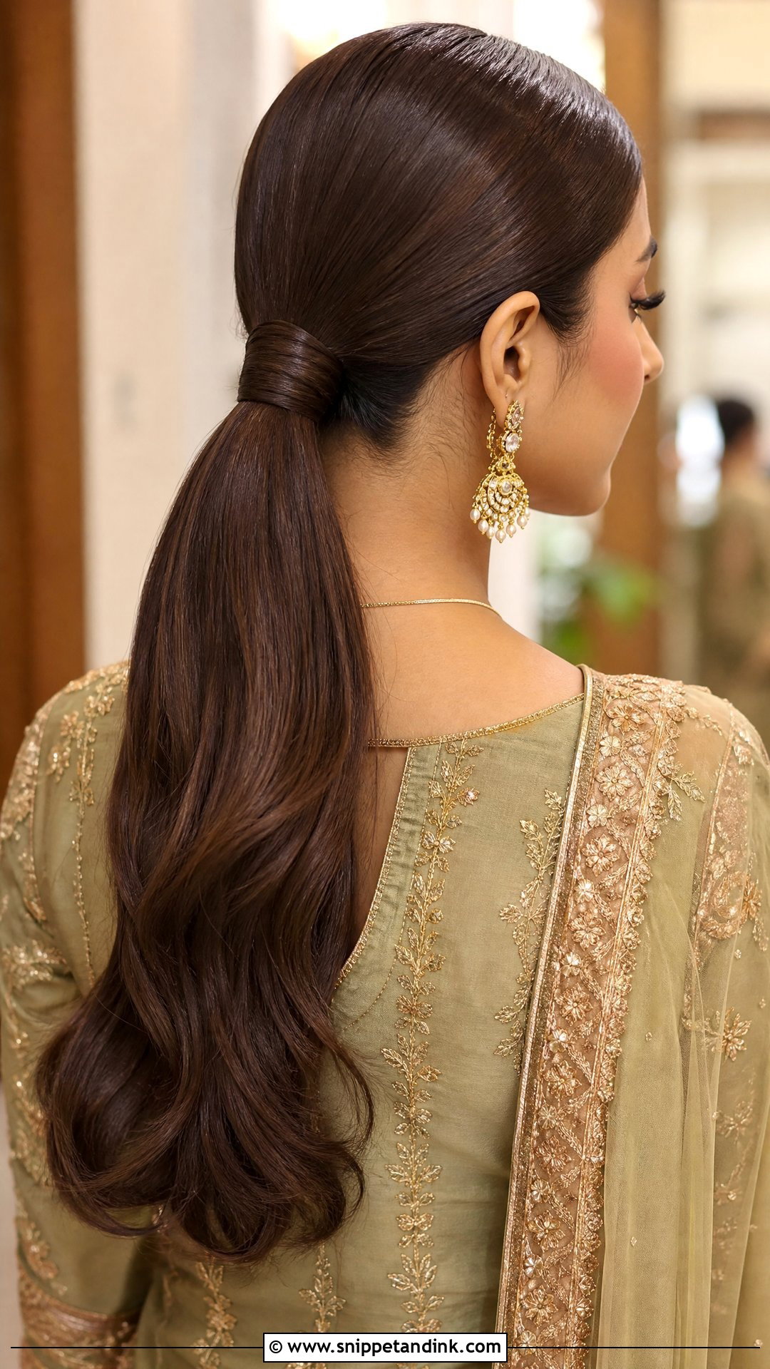 Pakistani Guest Mehndi Sleek Ponytail - Snippet and Ink - 20 Pakistani Guest Mehndi Hairstyles