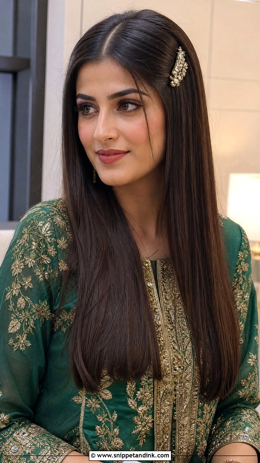 Pakistani Guest Mehndi Straight Hair - Snippet and Ink - 20 Pakistani Guest Mehndi Hairstyles