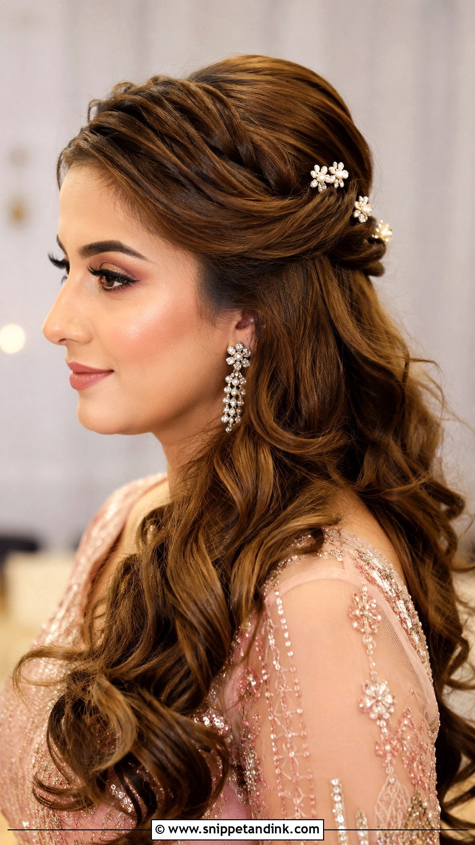 Pakistani Half Up Hairstyle - Snippet and Ink - 15 Hair Styles for Pakistani Wedding