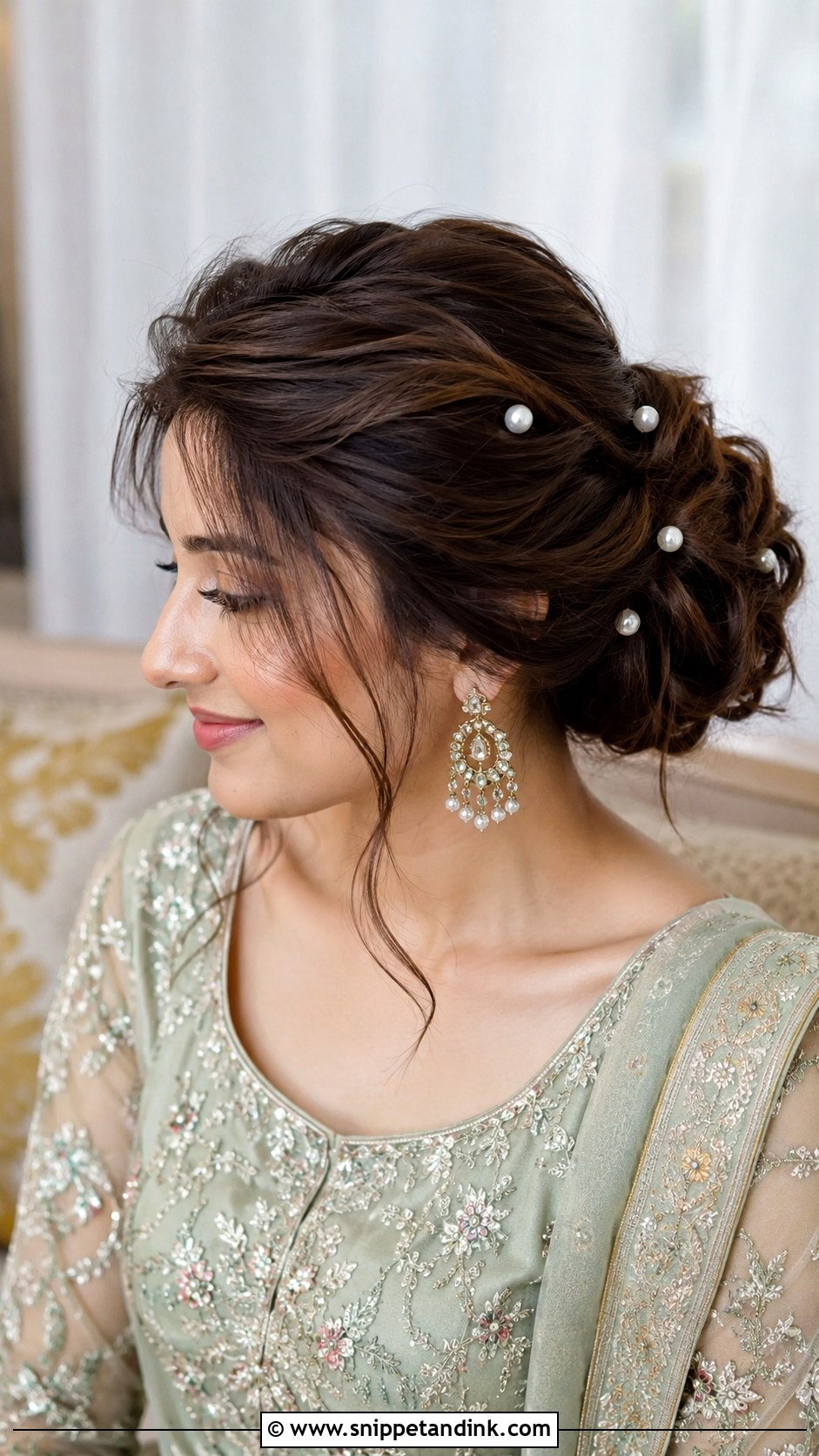 Pakistani Loose Bun - Snippet and Ink - 15 Hair Styles for Pakistani Wedding