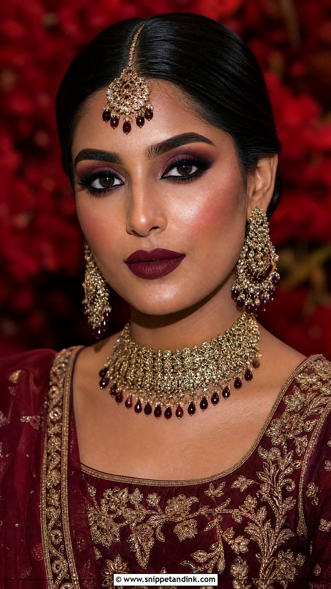 Pakistani Maroon Dress Wedding Makeup - Snippet and Ink - 20 Pakistani Wedding Makeup Look Ideas