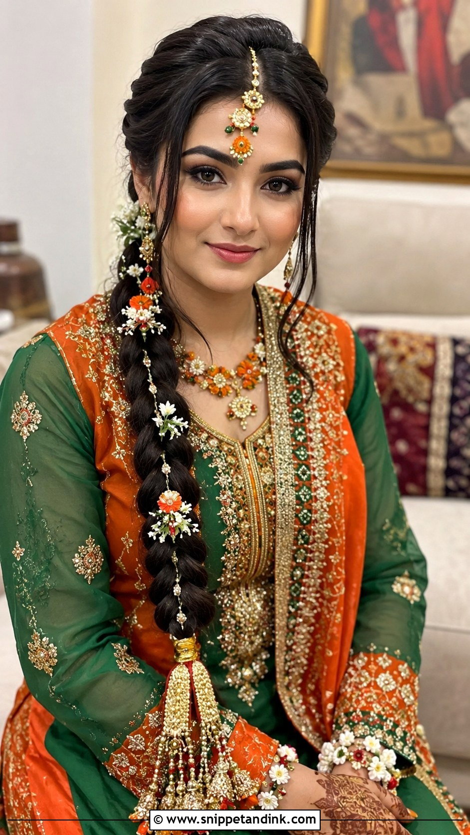 Pakistani Mehndi Braid With Paranda - Snippet and Ink - 15 Pakistani Wedding Hairstyle Ideas