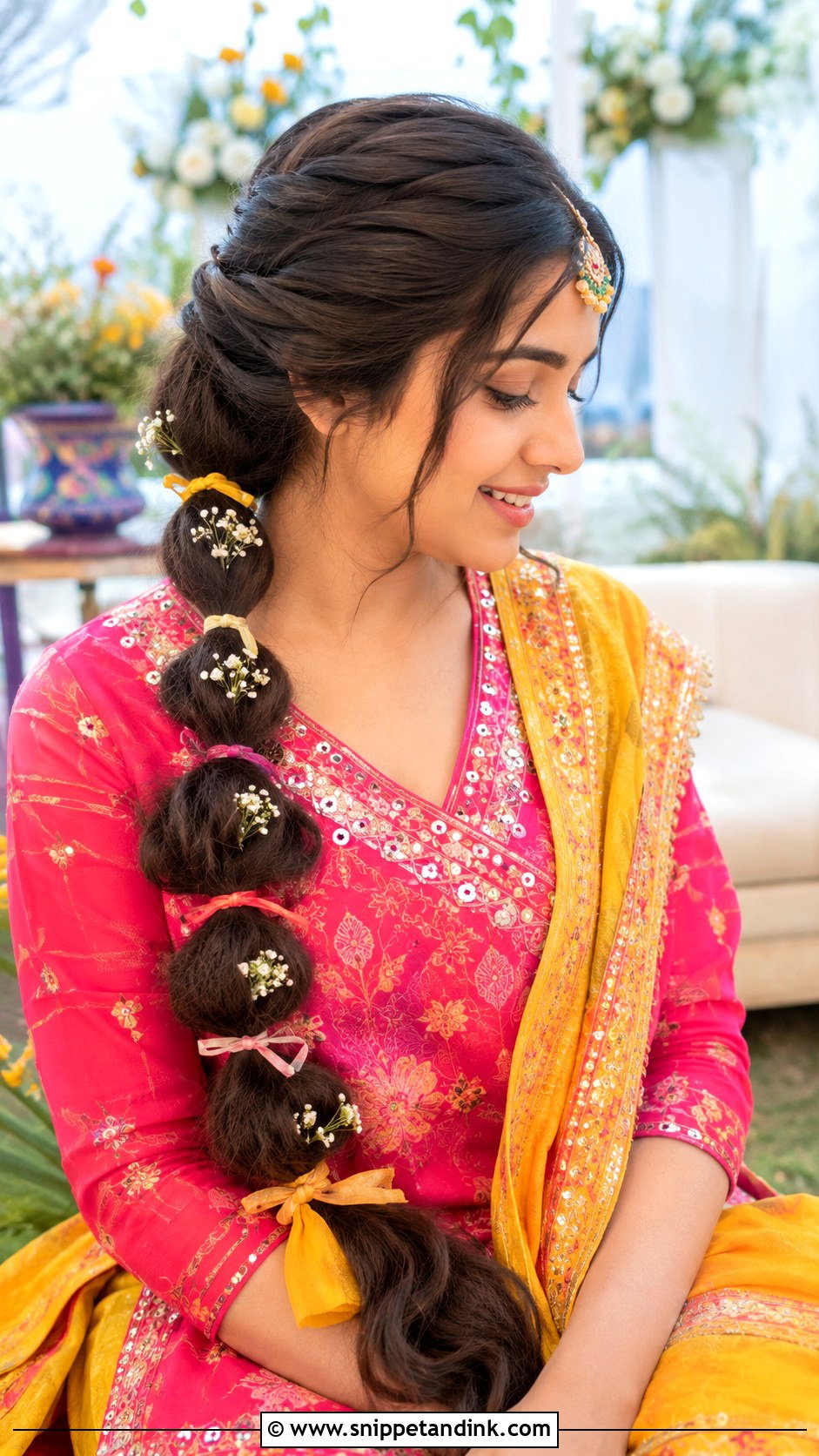 Pakistani Mehndi Bubble Braid - Snippet and Ink - 15 Pakistani Wedding Hairstyle Ideas