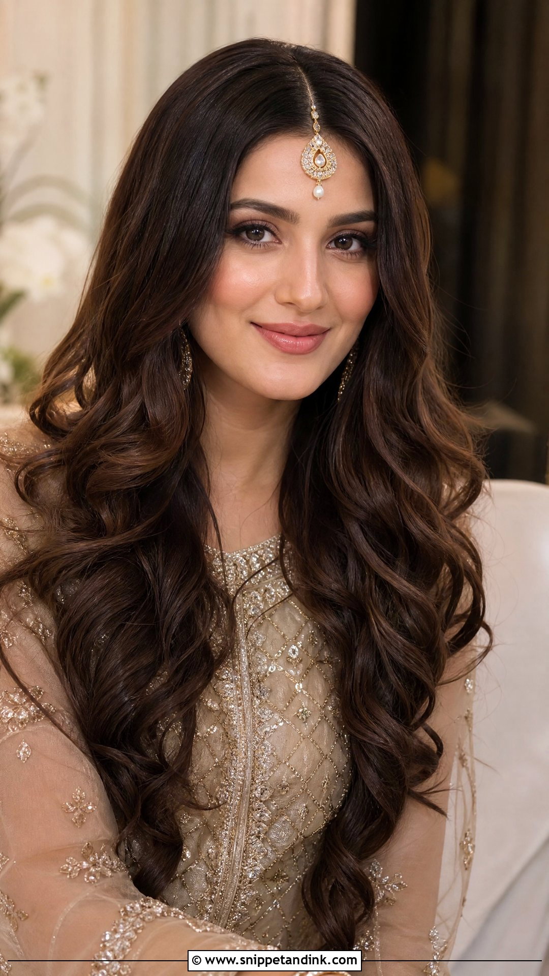 Pakistani Middle Part Open Curls - Snippet and Ink - 20 Pakistani Front Hair Styles for Wedding