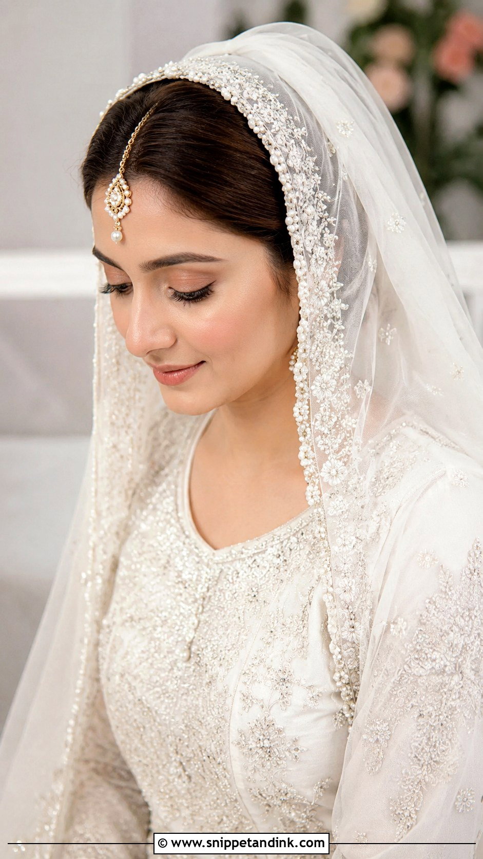 Pakistani Nikkah Hijab Hairstyle - Snippet and Ink - 15 Hair Styles for Pakistani Wedding