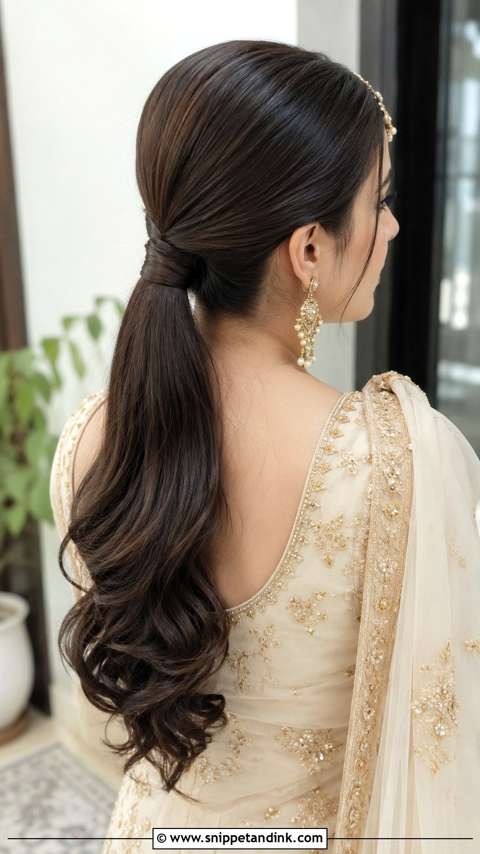 Pakistani Nikkah Low Ponytail - Snippet and Ink - 15 Pakistani Wedding Hairstyle Ideas